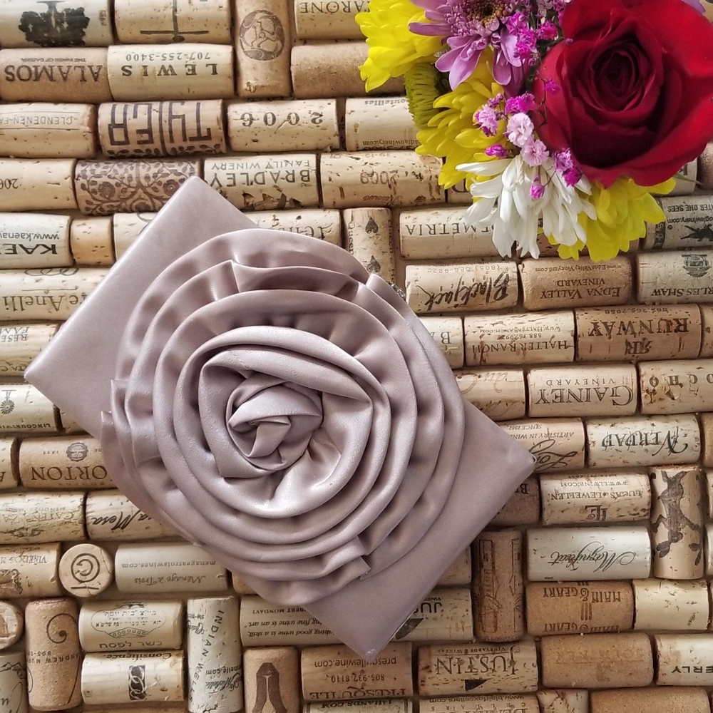 Elegant Satin Blush or Rose Gold Clutch